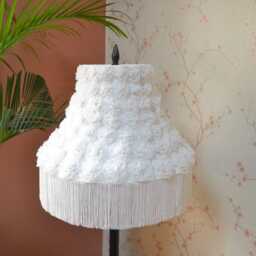 Handmade White Flower Lampshade With Rayon Fringe - thumbnail 2