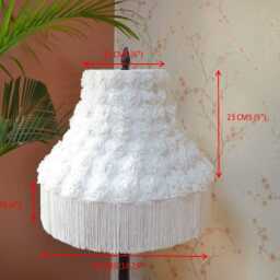 Handmade White Flower Lampshade With Rayon Fringe - thumbnail 4