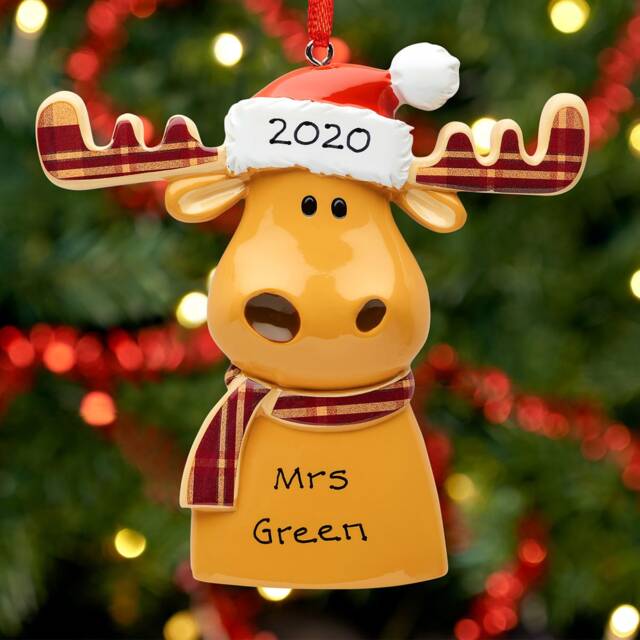 Personalised Christmas Tree Decoration Ornament - Tartan Reindeer