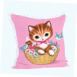 Kitsch Cat Cushion Cover Retro 50's Style Pillow With Tassel Trim - thumbnail 2