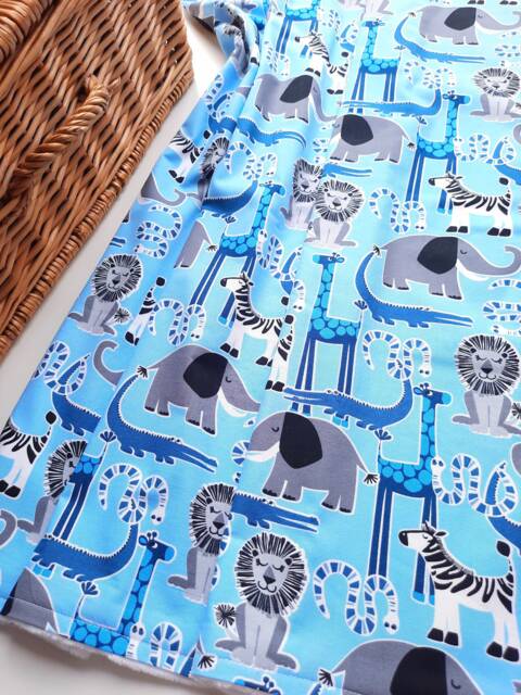 Baby Blanket - Luxurious Cotton & Plush For Newborn Nursery, Stroller, Car Safari Animals Blue - image 1