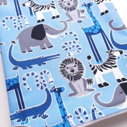 Baby Blanket - Luxurious Cotton & Plush For Newborn Nursery, Stroller, Car Safari Animals Blue - thumbnail 3