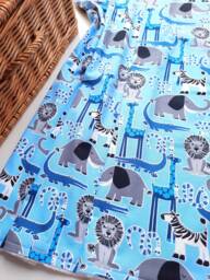 Baby Blanket - Luxurious Cotton & Plush For Newborn Nursery, Stroller, Car Safari Animals Blue - thumbnail 1