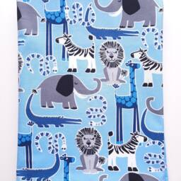 Baby Blanket - Luxurious Cotton & Plush For Newborn Nursery, Stroller, Car Safari Animals Blue - thumbnail 2