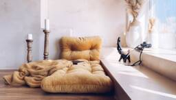 Custom Velvet Bench Cushion Cozy Floor Seating, Window Seat Cushion - thumbnail 1