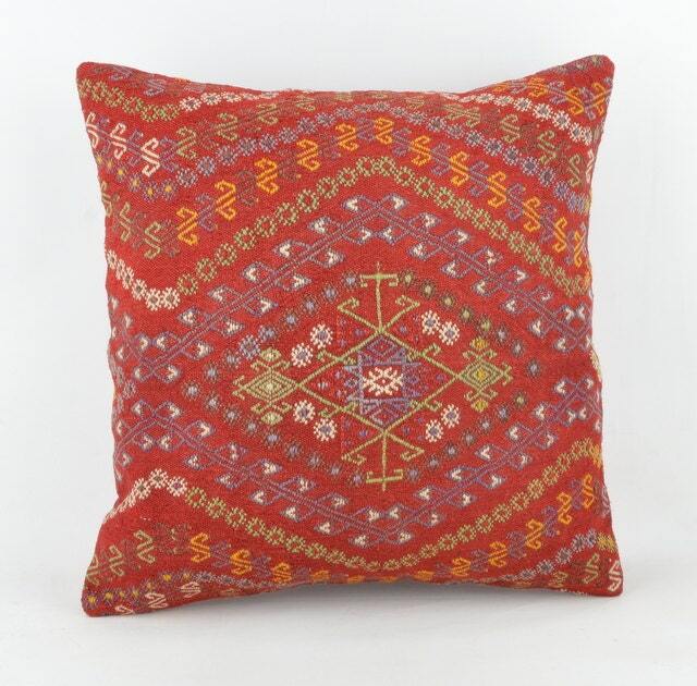 Kilim Pillow, Wool Kilim Pillow From Sarkoy 50x50 cm, 20x20 - image 1