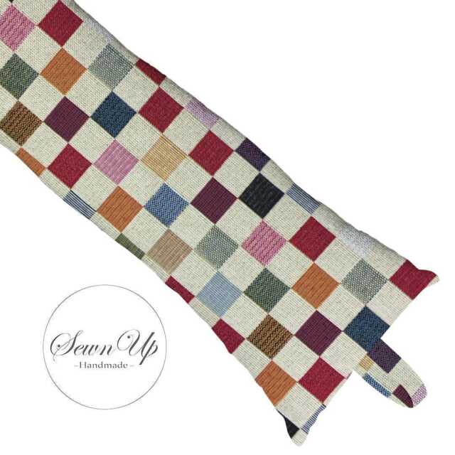 Draught Excluder 50-135cm Big Chess Tapestry Handmade Wind Draft Stopper Squares Chequered Checks - image 1