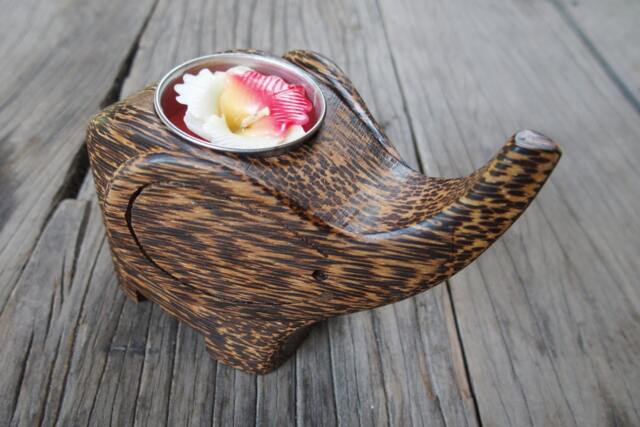 Handmade Natural Unique Palm Wood Candle Aroma Holder Elephant Home Decorations Ornaments Wedding Gift - image 1