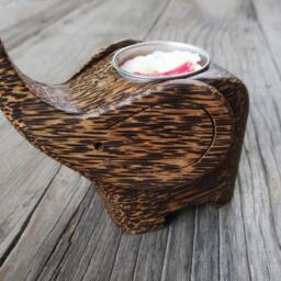 Handmade Natural Unique Palm Wood Candle Aroma Holder Elephant Home Decorations Ornaments Wedding Gift - thumbnail 2