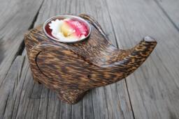 Handmade Natural Unique Palm Wood Candle Aroma Holder Elephant Home Decorations Ornaments Wedding Gift - thumbnail 1