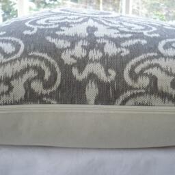 Sale-Ikat Decorative Pillow Cover - Designer Fabric -Throw Pillow- Ikat Medallion-Brindle Grey/Ivory - thumbnail 2