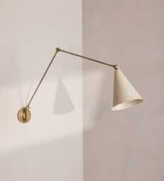 Modern Brass Adjustable With Cream Cone Shade Swing Arm Sconce, Wall Lamp Luxury Home Office Bright Light