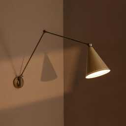 Modern Brass Adjustable With Cream Cone Shade Swing Arm Sconce, Wall Lamp Luxury Home Office Bright Light - thumbnail 2