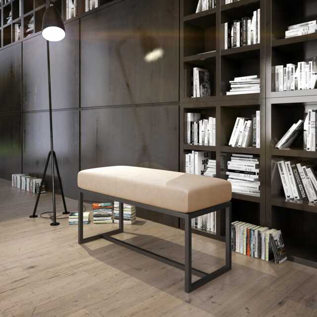 Industrial Entryway Bench Thora - Metal With Upholstered Velvet Seat Modern Hallway No Assembly Custom Size & Colors - image 1
