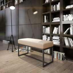 Industrial Entryway Bench Thora - Metal With Upholstered Velvet Seat Modern Hallway No Assembly Custom Size & Colors