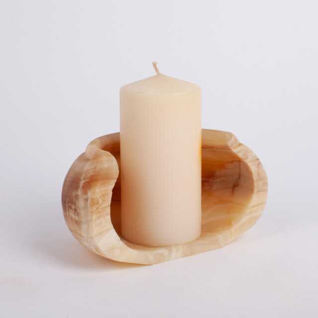 Natural Alabaster Candleholder - image 1