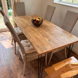 Dining Table Solid Wood Handmade With Stylish Hairpin Legs - thumbnail 4