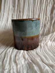 Earth Ceramic Planter, Handmade Glazed Pot, Green Plant Large Vessel, Unique British Gift, Handcrafted Pots