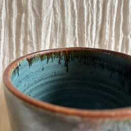 Earth Ceramic Planter, Handmade Glazed Pot, Green Plant Large Vessel, Unique British Gift, Handcrafted Pots - thumbnail 3