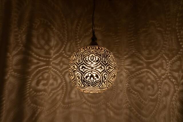 Moroccan Handmade Brass Lamp, Ball Pendant Light, Oriental Hanging Gold Lampshade, Home Decor Lighting & Ceiling Light - image 1