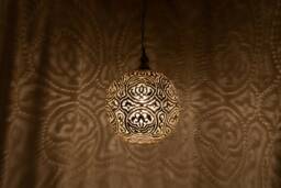 Moroccan Handmade Brass Lamp, Ball Pendant Light, Oriental Hanging Gold Lampshade, Home Decor Lighting & Ceiling Light - thumbnail 1