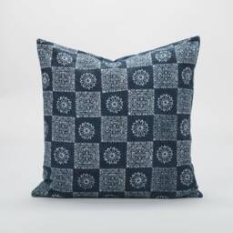 Hmong Indigo Batik Pillow Cover - Ethnic Tribal Cushion - 20x20 - thumbnail 1