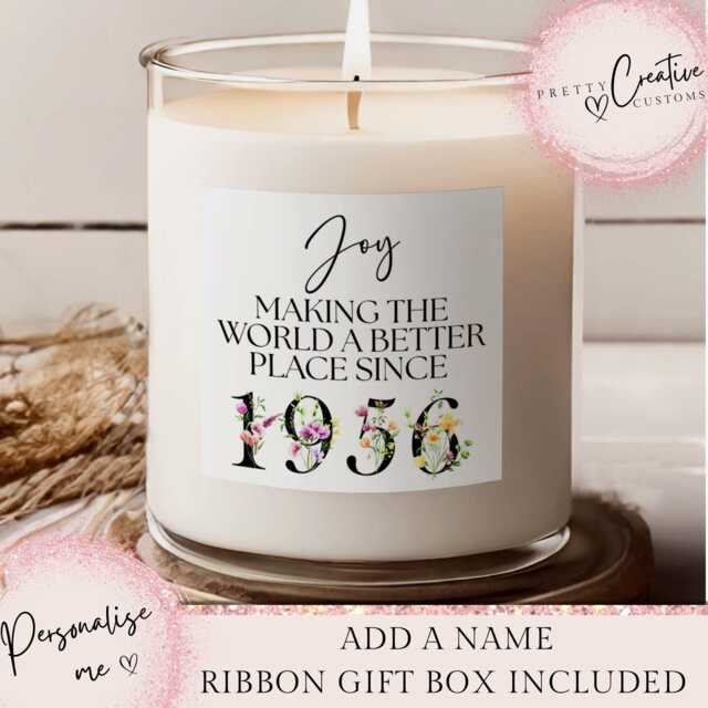70Th Birthday Scented Candle, Making The World A Better Place Since 1956, Happy Birthday, 70S, 70, 70Th, Gift, 1956 Floral - image 1