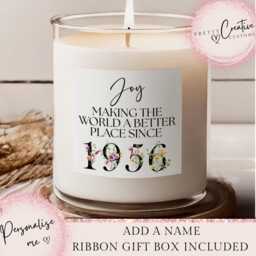 70Th Birthday Scented Candle, Making The World A Better Place Since 1956, Happy Birthday, 70S, 70, 70Th, Gift, 1956 Floral - thumbnail 1