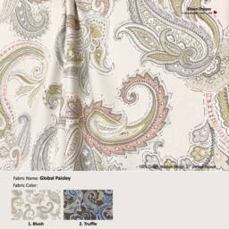 Global Paisley 2 Colors Floral Brown Gray Cotton Curtain, Valance Extra Width & Length, Pleated, Lined Drapery Panel Offered As Upgrades - thumbnail 1