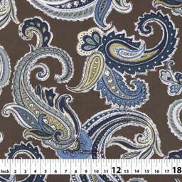 Global Paisley 2 Colors Floral Brown Gray Cotton Curtain, Valance Extra Width & Length, Pleated, Lined Drapery Panel Offered As Upgrades - thumbnail 2