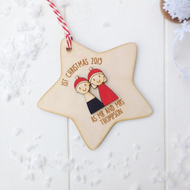 First Christmas As Mr & Mrs Tree Decoration - Personalised First Christmas Married Decoration - image 1