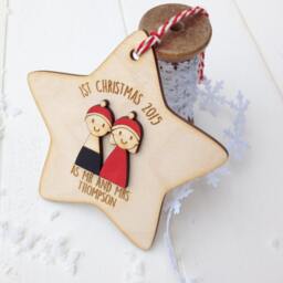 First Christmas As Mr & Mrs Tree Decoration - Personalised First Christmas Married Decoration - thumbnail 2