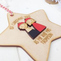 First Christmas As Mr & Mrs Tree Decoration - Personalised First Christmas Married Decoration - thumbnail 3