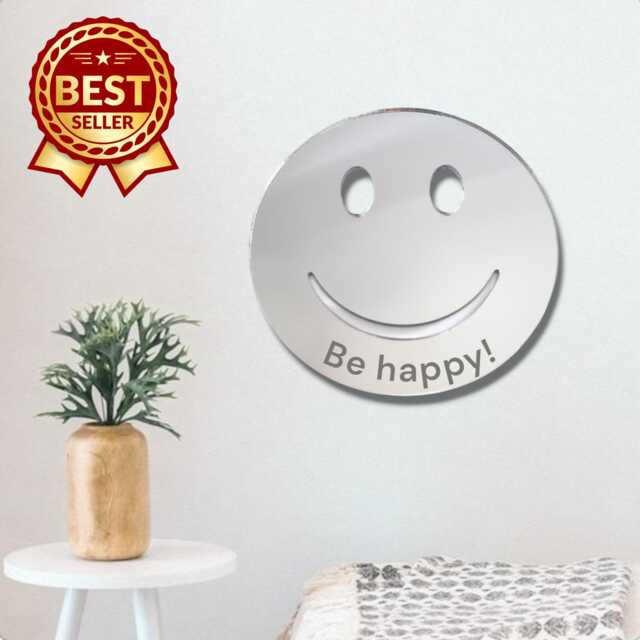 Smiley Face Acrylic Mirror Wall Art - Personalized Engraving - image 1