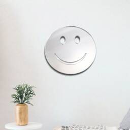 Smiley Face Acrylic Mirror Wall Art - Personalized Engraving - thumbnail 2