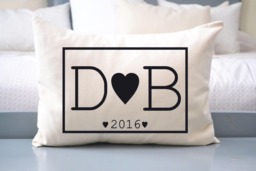 Personalized Pillow, Cotton Anniversary, 2nd Anniversary, Hearts Christmas Gift, Romantic Gift Couples Anniversary - thumbnail 1