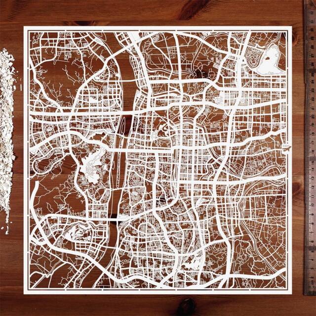 Changsha/Yueyang Paper Cut Map, 12??12 In. Art Ideal Gifts - image 1