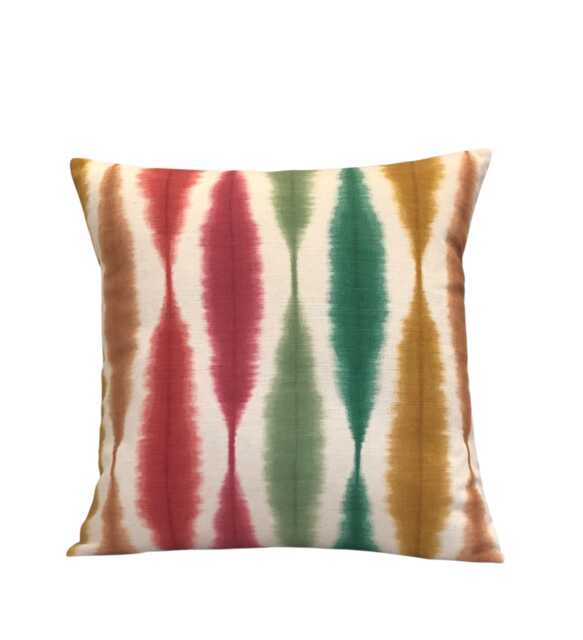 1 X Abstract Ikat Ochre Berry Green Ginger Linen Cotton Fabric Cushion Cover 16 - image 1
