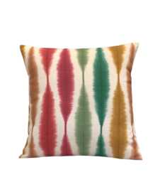1 X Abstract Ikat Ochre Berry Green Ginger Linen Cotton Fabric Cushion Cover 16 - thumbnail 1