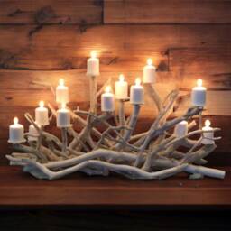 Driftwood 13Cdls Candelabra, Coastal Candleholder, Organic Beach Decoration - thumbnail 2