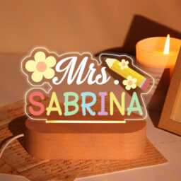 Custom Teacher Night Light, Teacher Appreciation Gift, Teacher Desk Name Plate, Graduation Gift, Gift For Teacher, Back To School Gift, Name Lamp - thumbnail 2