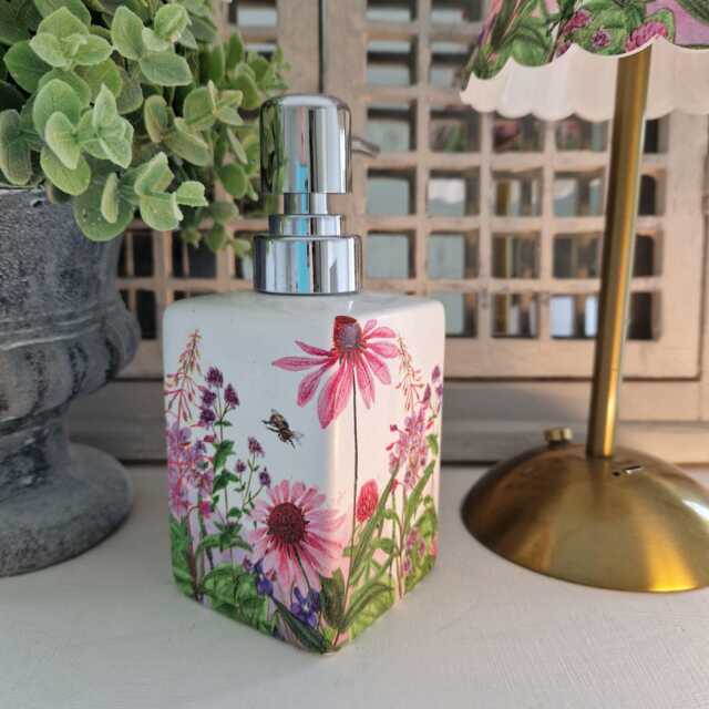 Lovely Floral Ceramic Soap Dispenser.two Shapes. Available With Or Without Stone Stand - image 1