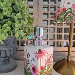 Lovely Floral Ceramic Soap Dispenser.two Shapes. Available With Or Without Stone Stand - thumbnail 3