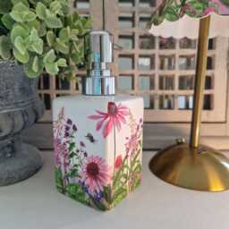 Lovely Floral Ceramic Soap Dispenser.two Shapes. Available With Or Without Stone Stand - thumbnail 1