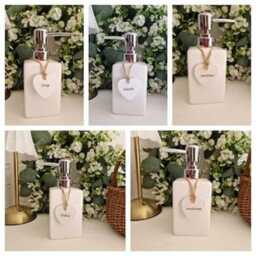 Lovely Floral Ceramic Soap Dispenser.two Shapes. Available With Or Without Stone Stand - thumbnail 4
