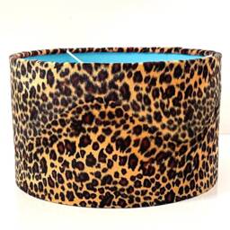 New Luxury Premium Quality Velvet Sand Leopard Realistic Skin Design Lamp Shade Pendant Light With Candy Pink Inside - thumbnail 4