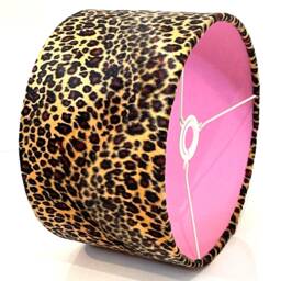 New Luxury Premium Quality Velvet Sand Leopard Realistic Skin Design Lamp Shade Pendant Light With Candy Pink Inside - thumbnail 2