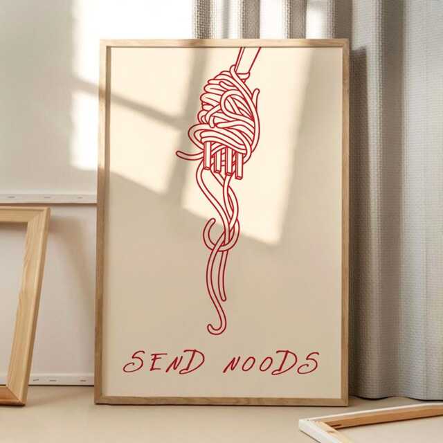 Send Noodles Art Canvas Poster, Trendy Wall Art, Kitchen Aesthetic Decor, Retro Home Printed Gift - image 1