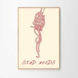 Send Noodles Art Canvas Poster, Trendy Wall Art, Kitchen Aesthetic Decor, Retro Home Printed Gift - thumbnail 2