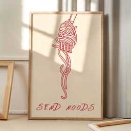 Send Noodles Art Canvas Poster, Trendy Wall Art, Kitchen Aesthetic Decor, Retro Home Printed Gift - thumbnail 1